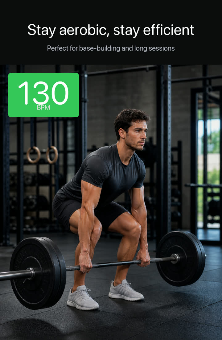 Aerobic zone — 130 bpm